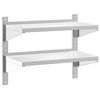 vidaXL &Eacute;tag&egrave;re murale &agrave; 2 niveaux 75x40x60 cm argent&eacute; acier inoxydable