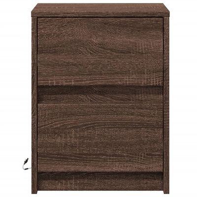 vidaXL Armoire de chevet et lumières LED chêne marron bois ingénierie