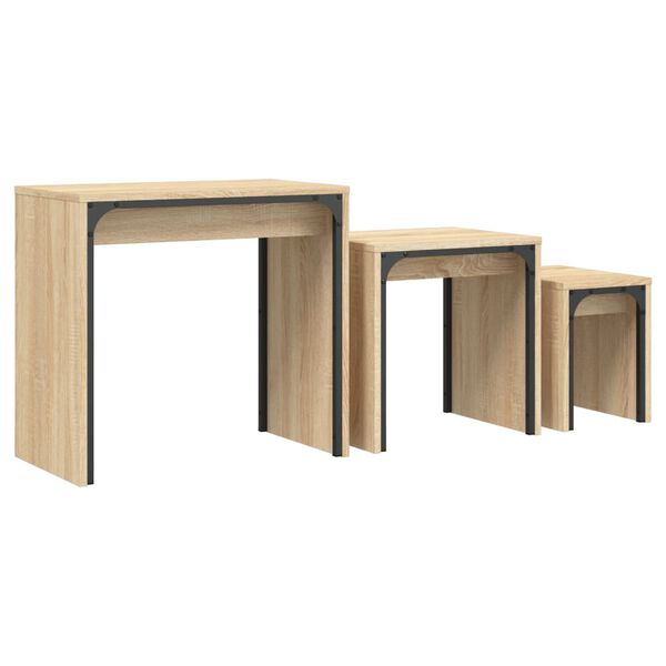 vidaXL Tables basses gigognes 3 pcs ch&ecirc;ne sonoma bois d'ing&eacute;nierie