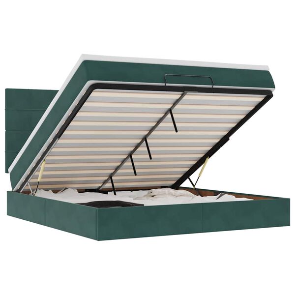 VidaXL Cadre de lit ottoman avec matelas vert fonc&eacute; 180x200cm velours
