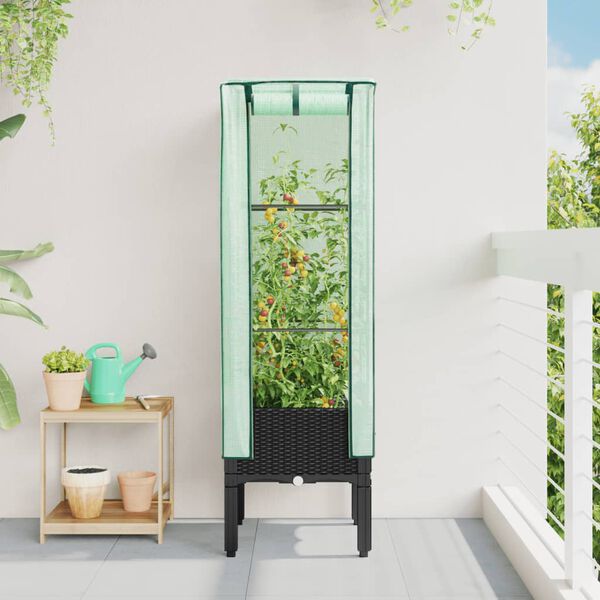 vidaXL Jardinière surélevée avec housse aspect rotin 40x40x140 cm