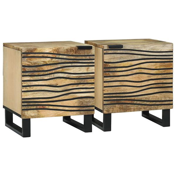 vidaXL Cabinet de chevet 2 pcs Marron 40 x 33 x 46 cm