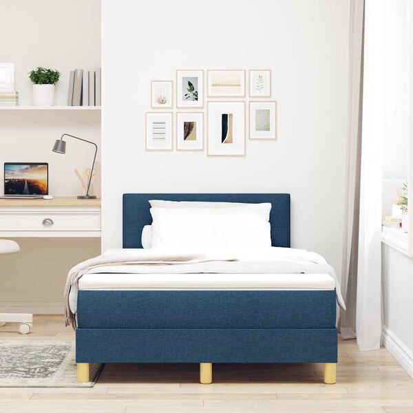 vidaXL Lit &agrave; ressorts avec matelas Bleu 120 x 200 cm tissu