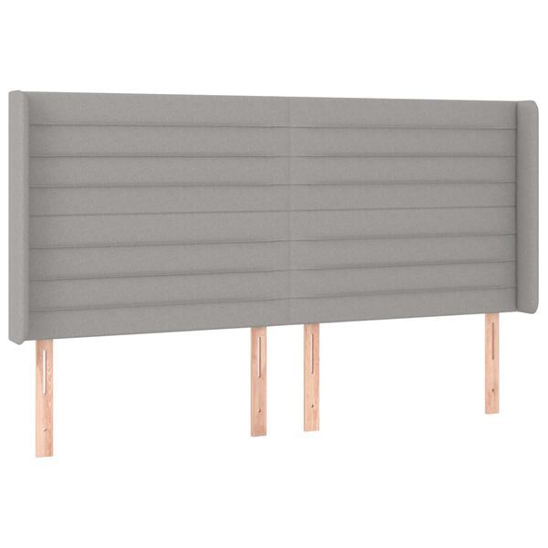 vidaXL T&ecirc;te de lit avec oreilles Gris clair 163x16x118/128 cm Tissu