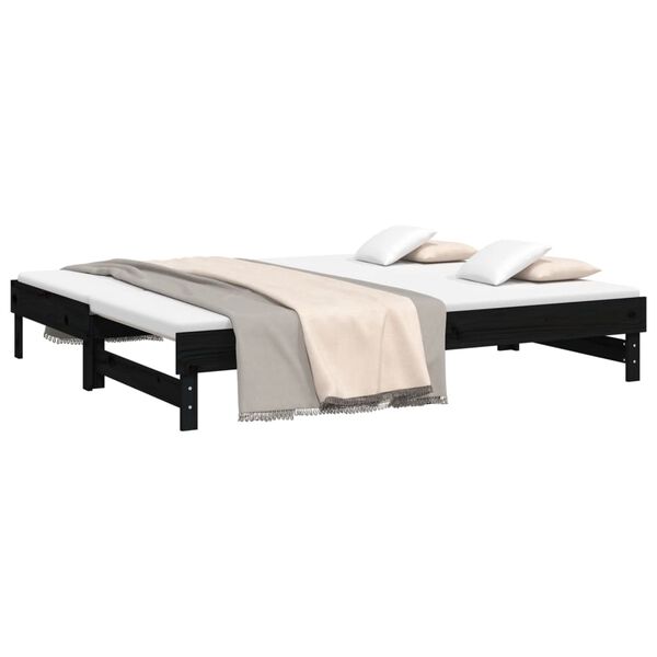 vidaXL Lit coulissant sans matelas noir 2x(100x200) cm