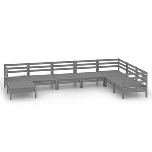 vidaXL Salon de jardin 8 pcs Bois de pin massif Gris