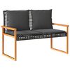 vidaXL Banc de jardin avec coussin noir r&eacute;sine tress&eacute;e et acacia