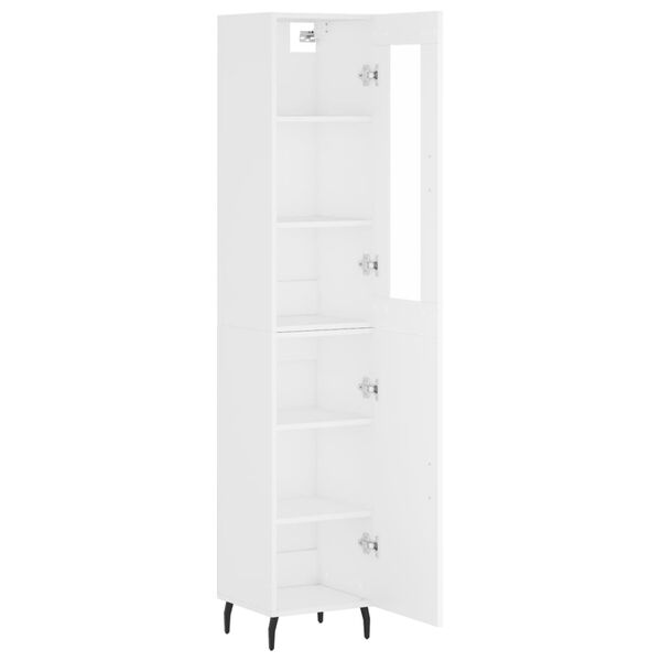 vidaXL Buffet haut Blanc 34,5x34x180 cm Bois d'ing&eacute;nierie