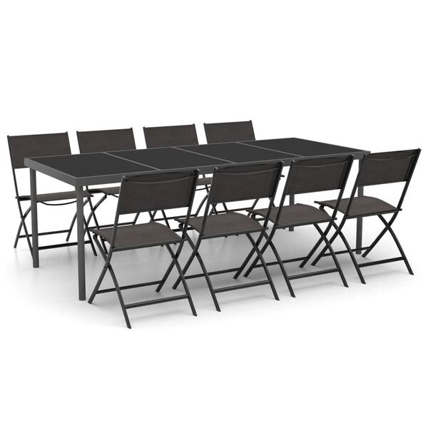 vidaXL Mobilier de salle &agrave; manger d'ext&eacute;rieur 9 pcs Acier