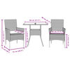 vidaXL Ensemble &agrave; manger de jardin et coussins 3 pcs beige rotin verre