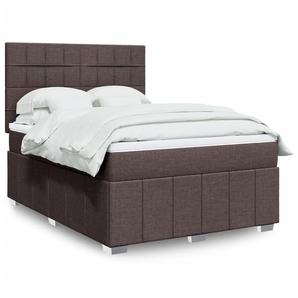 vidaXL Sommier &agrave; lattes de lit avec matelas Marron fonc&eacute; 140x200 cm