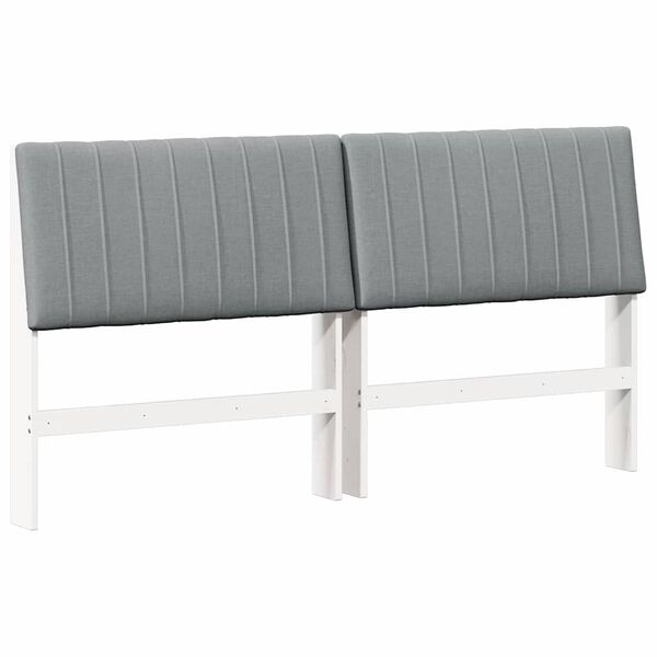 vidaXL T&ecirc;te de lit capitonn&eacute;e Gris clair 200 cm Pin massif
