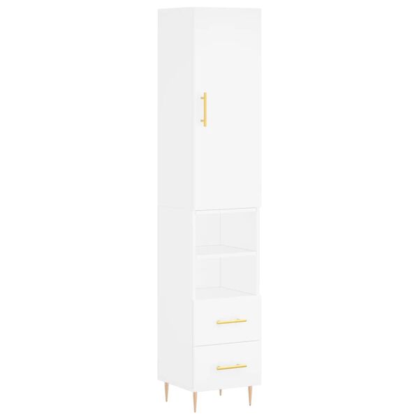 vidaXL Buffet haut Blanc 34,5x34x180 cm Bois d'ing&eacute;nierie