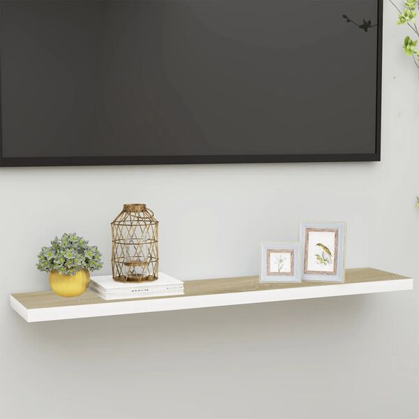 vidaXL &Eacute;tag&egrave;re flottante murale ch&ecirc;ne et blanc 120x23,5x3,8 cm MDF