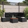 vidaXL Ensemble de canapé de jardin avec coussin 5 pcs Noir polyrotin