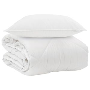 vidaXL Duvet toutes saisons avec oreiller 2 pi&egrave;ces Blanc Microfibre