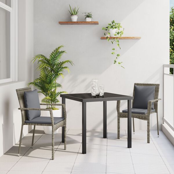 vidaXL Ensemble de salle à manger pour jardin 3 pcs Gris polyrotin