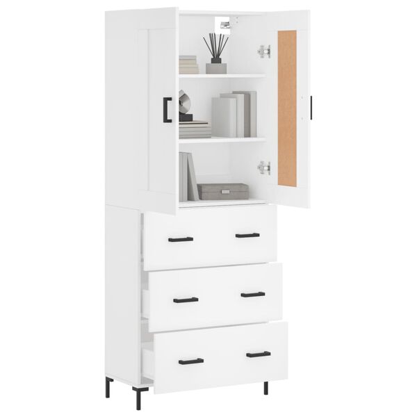 vidaXL Buffet haut Blanc 69,5x34x180 cm Bois d'ing&eacute;nierie