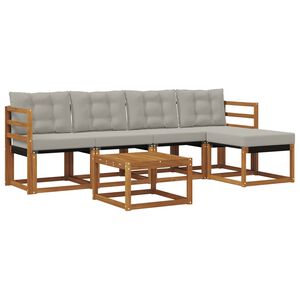 vidaXL Ensemble de canap&eacute;s d'ext&eacute;rieur 6 pc Naturel et gris clair