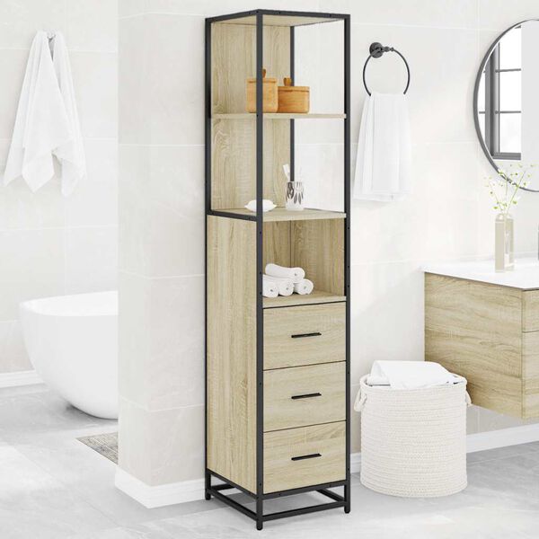 vidaXL Armoire de salle de bain ch&ecirc;ne sonoma 35x37,5x166 cm