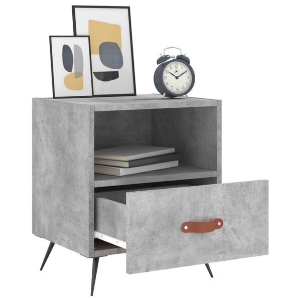 vidaXL Tables de chevet 2pcs gris b&eacute;ton 40x35x47,5cm bois d&rsquo;ing&eacute;nierie