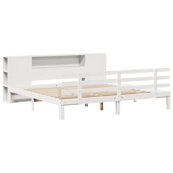 vidaXL Lit bibliothèque sans matelas blanc 200x200 cm bois pin massif