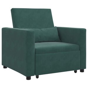 vidaXL Canap&eacute;-lit escamotable simple avec des roues Vert fonc&eacute; Velours