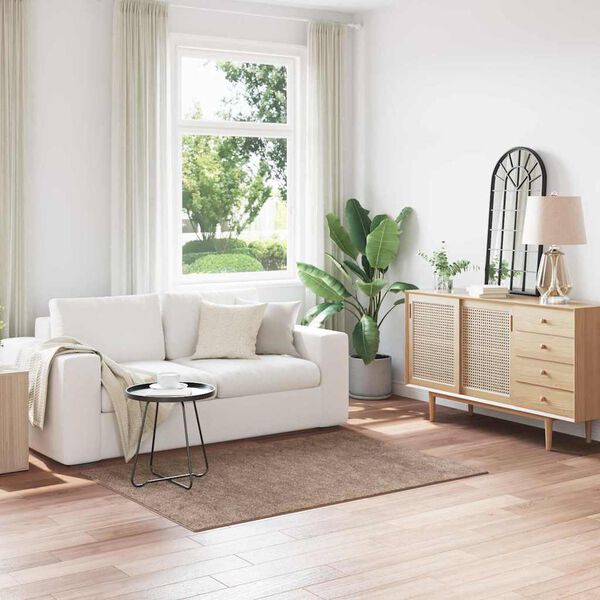 vidaXL Tapis Shaggy Anti-d&eacute;rapant Marron 120 x 170 cm PP
