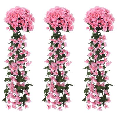 vidaXL Guirlandes de fleurs de Noël 3 pcs rose 85 cm