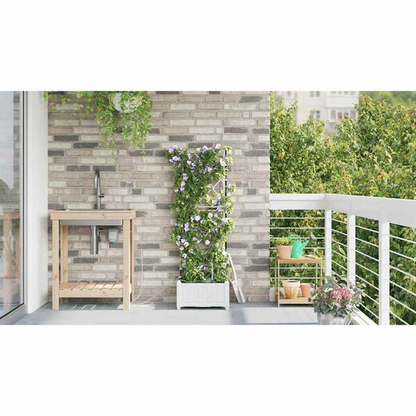 vidaXL Cache-pot de jardin Blanc 40 x 40 x 126 cm Acier