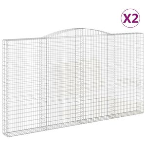 vidaXL Paniers &agrave; gabions arqu&eacute;s 2 pcs 400x30x220/240 cm Fer galvanis&eacute;