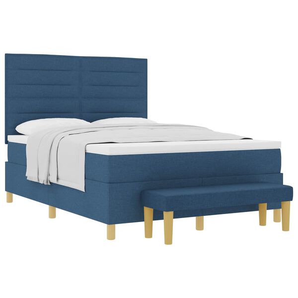 vidaXL Lit &agrave; ressorts avec matelas Bleu 140 x 200 cm tissu