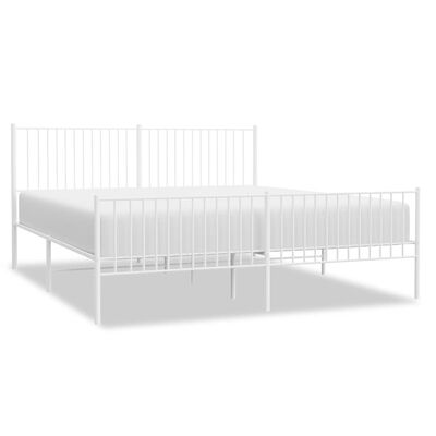 vidaXL Cadre de lit métal sans matelas et pied de lit blanc 200x200 cm