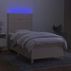 vidaXL Sommier &agrave; lattes de lit et matelas et LED Cr&egrave;me 90x200 cm Tissu