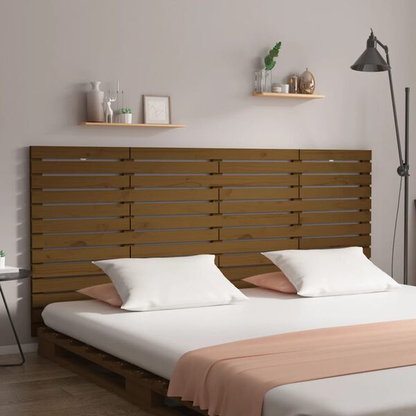 vidaXL T&ecirc;te de lit murale Marron miel 206x3x91,5 cm Bois massif de pin