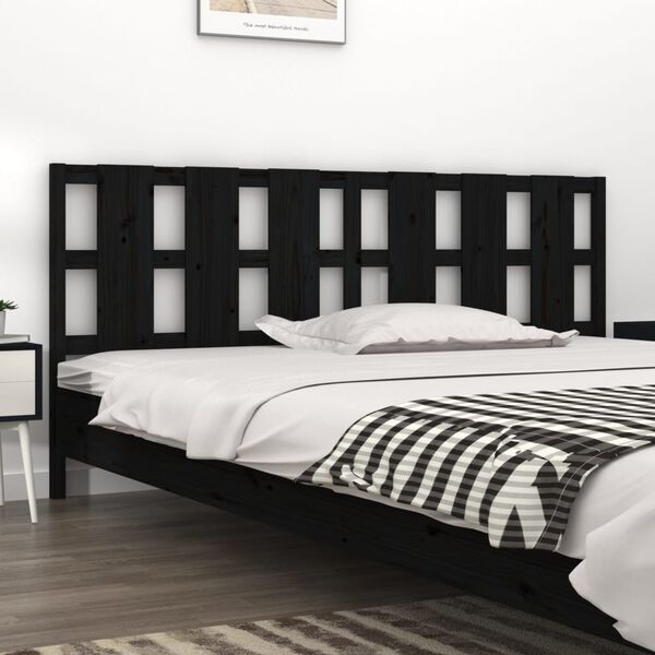vidaXL T&ecirc;te de lit Noir 205,5x4x100 cm Bois massif de pin