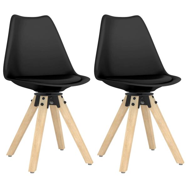 vidaXL Chaises pivotantes &agrave; manger lot de 2 noir PP