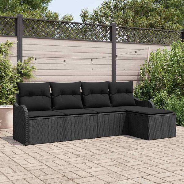 vidaXL Ensemble de canap&eacute; de jardin avec stockage 5 pcs Noir polyrotin