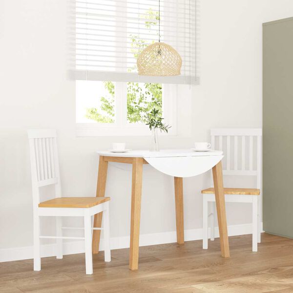 vidaXL Chaises à manger 2 pcs blanc bois massif caoutchouc