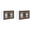 vidaXL Cabinet en verre mural PORTO 2 pcs Ch&ecirc;ne brun 60 x 31 x 40 cm