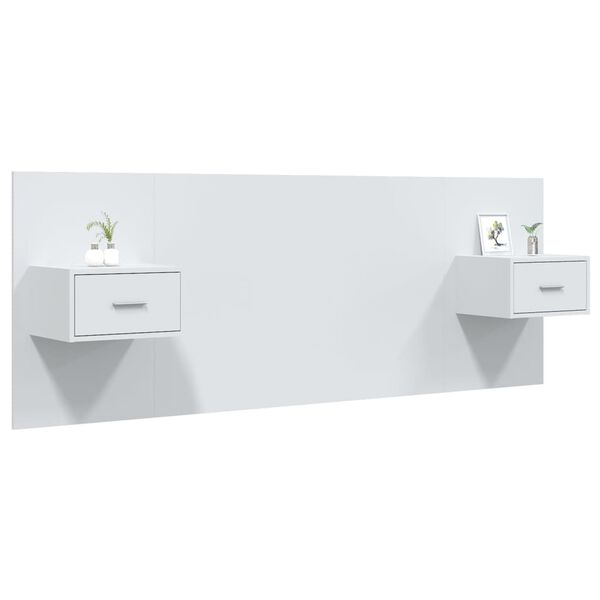 vidaXL T&ecirc;te de lit avec armoires Blanc Bois d'ing&eacute;nierie