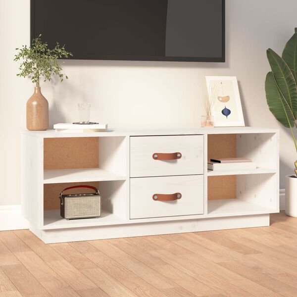 vidaXL Meuble TV Blanc 100x34x40 cm Bois de pin massif