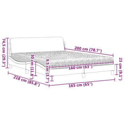 vidaXL Lit avec matelas marron 160x200 cm similicuir