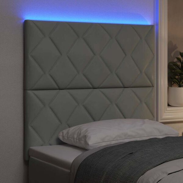 vidaXL T&ecirc;te de lit LED Gris clair 100 cm Cuir synth&eacute;tique