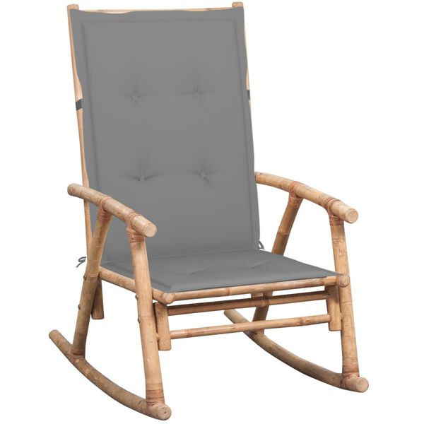 vidaXL Chaise &agrave; bascule avec coussin bambou