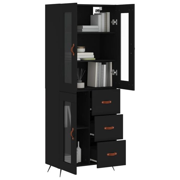 vidaXL Buffet haut Noir 69,5x34x180 cm Bois d'ing&eacute;nierie