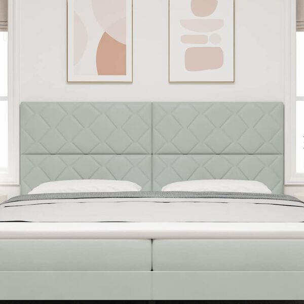 vidaXL T&ecirc;te de lit LED Gris clair 200 cm Cuir synth&eacute;tique