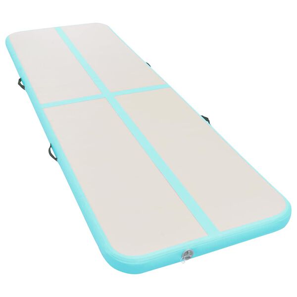 vidaXL Tapis gonflable de gymnastique avec pompe 600x100x10cm PVC Vert