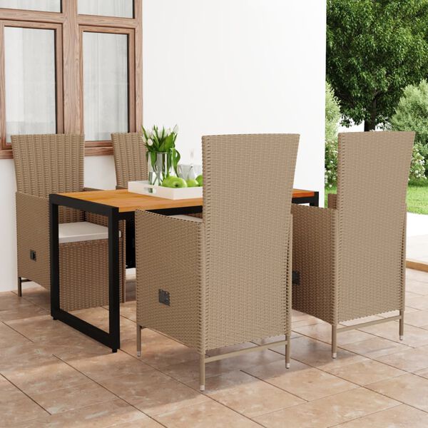 vidaXL Ensemble &agrave; manger de jardin 5 pcs beige