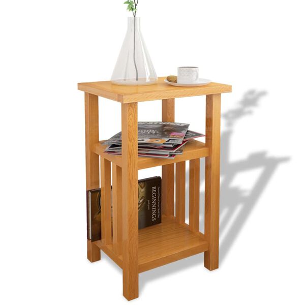 vidaXL Table d'appoint avec étagère à revues Chêne massif 27x35x55 cm